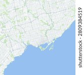 Minimal vector city map of Toronto with streets, parks and Lake Ontario shoreline