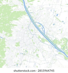 Minimal vector city map of Vienna with streets, parks and Danube River