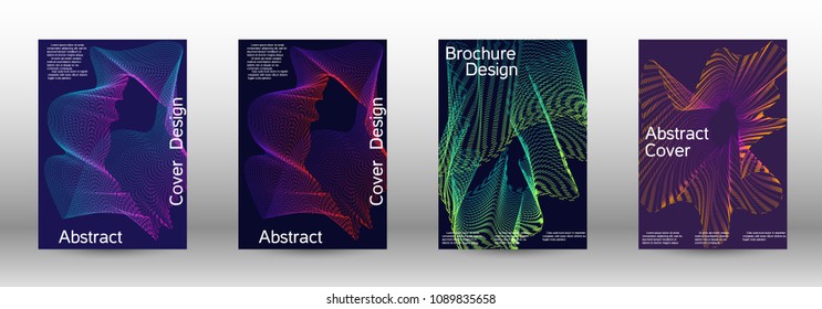 Minimal vector cover design with abstract gradient linear waves. Sound flyer for creating a fashionable abstract cover, banner, poster, booklet.
