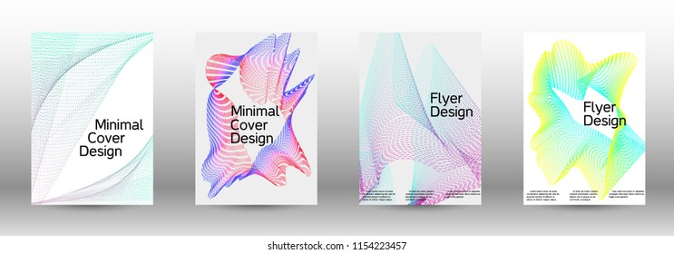 Minimal vector cover design with abstract gradient linear waves. Fashionable style.  Sound flyer for creating a fashionable abstract cover, banner,poster.
