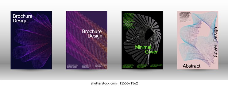 Minimal vector cover design with abstract gradient linear waves. Fashionable style.  Sound flyer for creating a fashionable abstract cover, banner,poster.