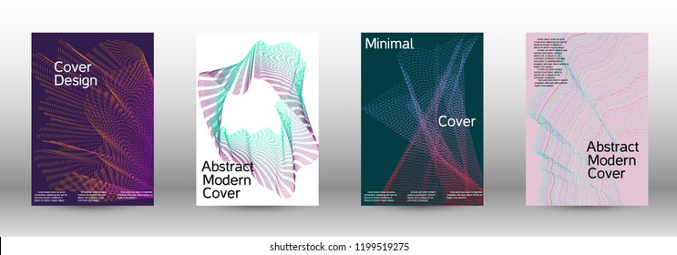 Minimal vector cover design with abstract gradient linear waves. Fashionable style.  Suitable for creating a fashionable abstract cover, banner, poster.