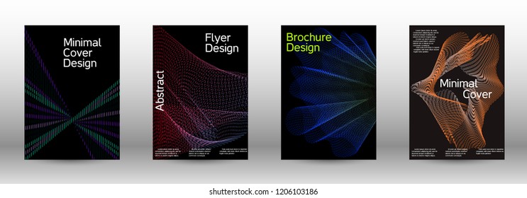 Minimal vector cover design with abstract gradient linear waves. Fashionable style.  Sound flyer for creating a fashionable abstract cover, banner,poster.