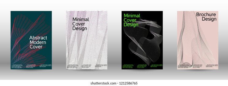 Minimal vector cover design with abstract gradient linear waves. Fashionable style.  Suitable for creating a fashionable abstract cover, banner, poster.