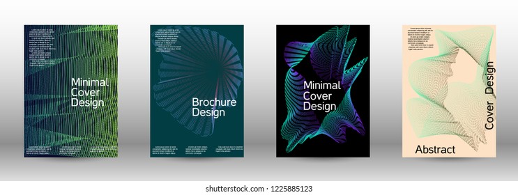 Minimal vector cover design with abstract gradient linear waves. Fashionable style.  Suitable for creating a fashionable abstract cover, banner, poster.