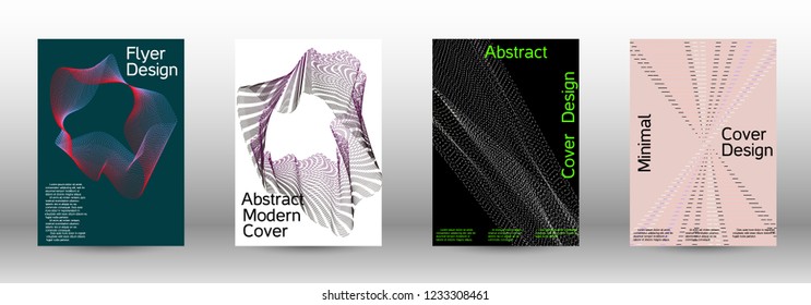Minimal vector cover design with abstract gradient linear waves. Fashionable style.  Sound flyer for creating a fashionable abstract cover, banner,poster.