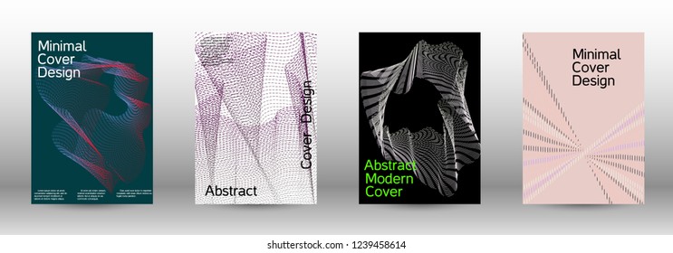 Minimal vector cover design with abstract gradient linear waves. Fashionable style.  Sound flyer for creating a fashionable abstract cover, banner,poster.