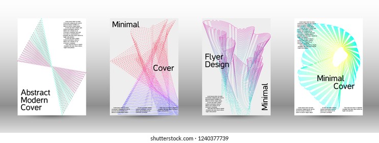Minimal vector cover design with abstract gradient linear waves. Fashionable style.  Suitable for creating a fashionable abstract cover, banner, poster.