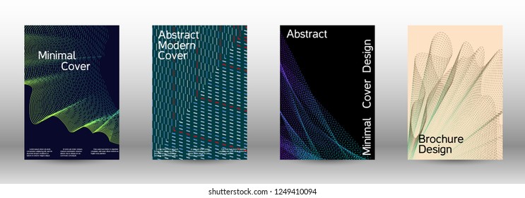 Minimal vector cover design with abstract gradient linear waves. Fashionable style.  Sound flyer for creating a fashionable abstract cover, banner,poster.