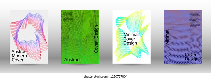 Minimal vector cover design with abstract gradient linear waves. Fashionable style.  Suitable for creating a fashionable abstract cover, banner, poster.