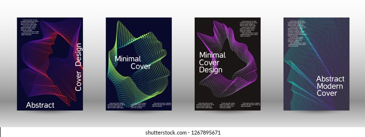 Minimal vector cover design with abstract gradient linear waves. Fashionable style.  Sound flyer for creating a fashionable abstract cover, banner,poster.