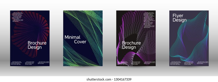 Minimal vector cover design with abstract gradient linear waves. Fashionable style.  Sound flyer for creating a fashionable abstract cover, banner,poster.
