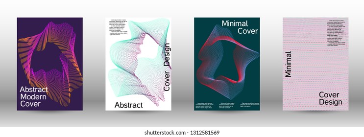 Minimal vector cover design with abstract gradient linear waves. Fashionable style.  Sound flyer for creating a fashionable abstract cover, banner,poster.