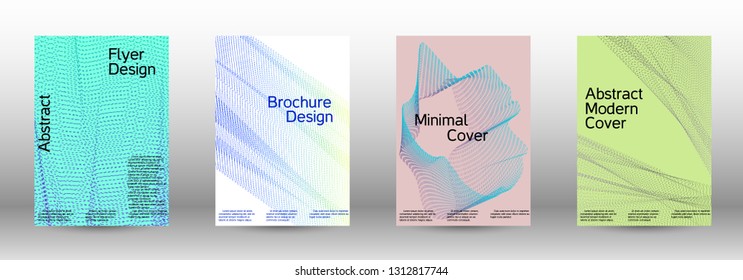 Minimal vector cover design with abstract gradient linear waves. Fashionable style.  Sound flyer for creating a fashionable abstract cover, banner,poster.