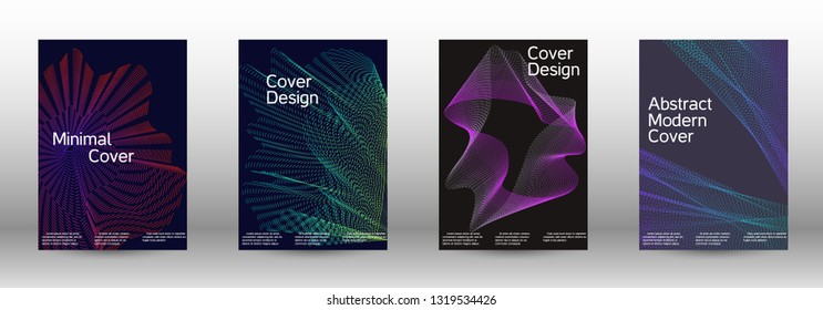Minimal vector cover design with abstract gradient linear waves. Fashionable style.  Sound flyer for creating a fashionable abstract cover, banner,poster.