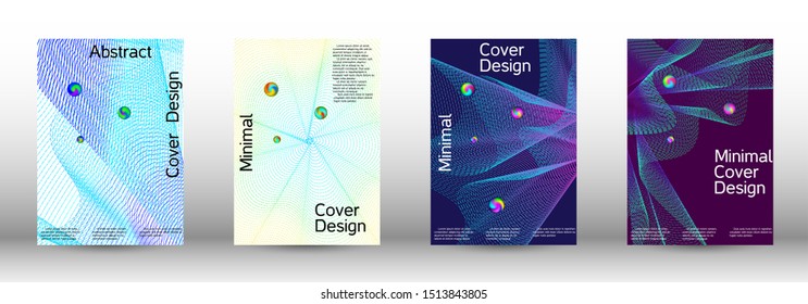 Minimal vector cover design with abstract gradient linear waves. Cover design. A set of modern abstract covers. Minimal vector cover design with abstract lines.