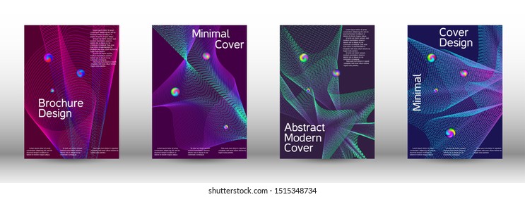 Minimal vector cover design with abstract gradient linear waves. Cover design. A set of modern abstract covers. Minimal vector cover design with abstract lines.