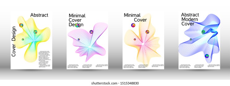 Minimal vector cover design with abstract gradient linear waves. Cover design. A set of modern abstract covers. Minimal vector cover design with abstract lines.