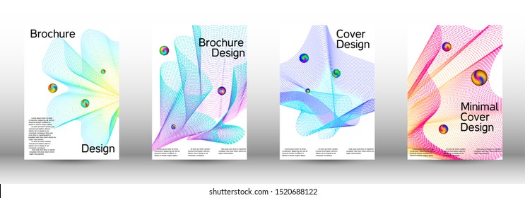 Minimal vector cover design with abstract gradient linear waves. Cover design. A set of modern abstract covers. Minimal vector cover design with abstract lines.