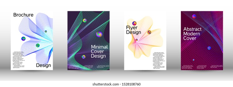 Minimal vector cover design with abstract gradient linear waves. Cover design. Set of modern abstract musical backgrounds.  