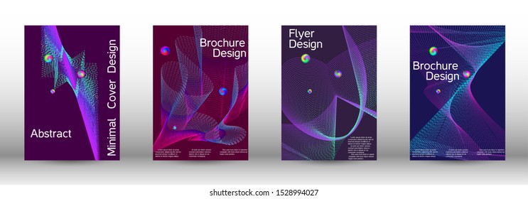 Minimal vector cover design with abstract gradient linear waves. Cover design.  A set of modern abstract oblong objects from vector abstract lines.