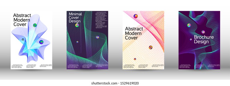 Minimal vector cover design with abstract gradient linear waves. Cover design. Set of modern abstract musical backgrounds. Sound flyer for creating a fashionable  cover, banner, poster, booklet.