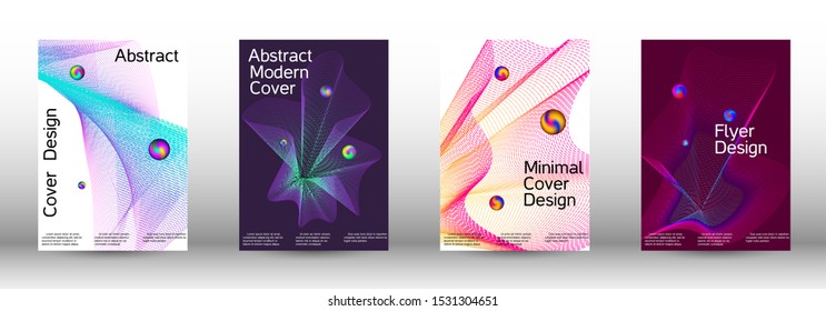 Minimal vector cover design with abstract gradient linear waves. Cover design. Set of modern abstract musical backgrounds. Sound flyer for creating a fashionable  cover, banner, poster, booklet.