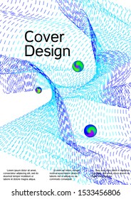 Minimal vector cover design with abstract gradient linear waves. Cover design. Vector sound flyer for creating a fashionable abstract cover, banner, poster, booklet.