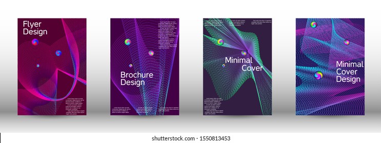 Minimal vector cover design with abstract gradient linear waves. Cover design. A set of modern abstract covers. Minimal vector cover design with abstract lines.
