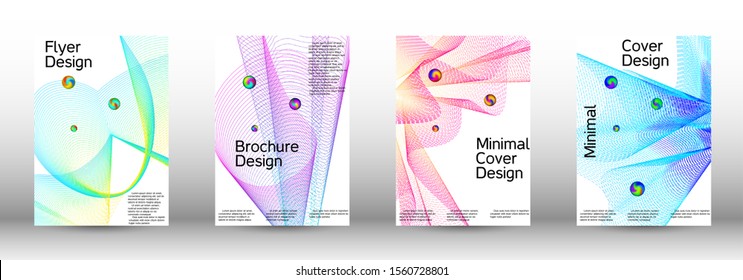 Minimal vector cover design with abstract gradient linear waves. Cover design. A set of modern abstract covers. Minimal vector cover design with abstract lines.