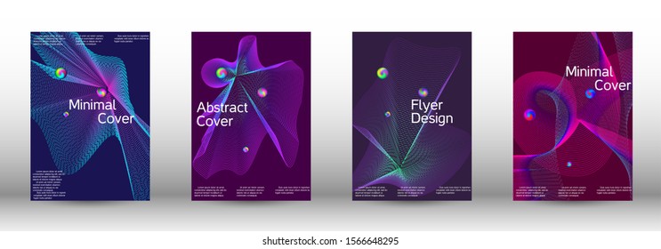 Minimal vector cover design with abstract gradient linear waves. Cover design. Set of modern abstract musical backgrounds. Sound flyer for creating a fashionable  cover, banner, poster, booklet.