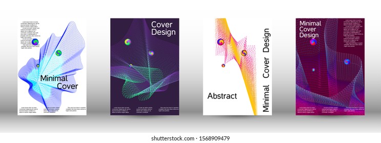 Minimal vector cover design with abstract gradient linear waves. Cover design. Set of modern abstract musical backgrounds. Sound flyer for creating a fashionable  cover, banner, poster, booklet.
