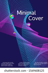Minimal vector cover design with abstract gradient linear waves. Cover design. Vector sound flyer for creating a fashionable abstract cover, banner, poster, booklet.