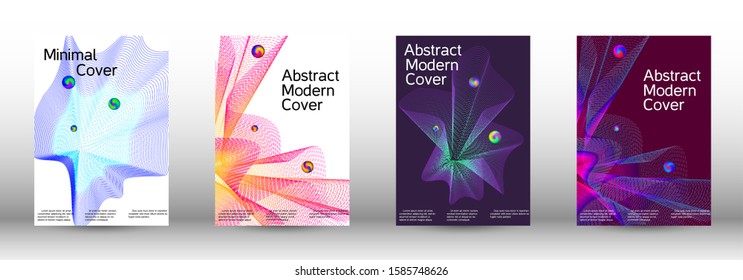 Minimal vector cover design with abstract gradient linear waves. Cover design. Set of modern abstract musical backgrounds. Sound flyer for creating a fashionable  cover, banner, poster, booklet.