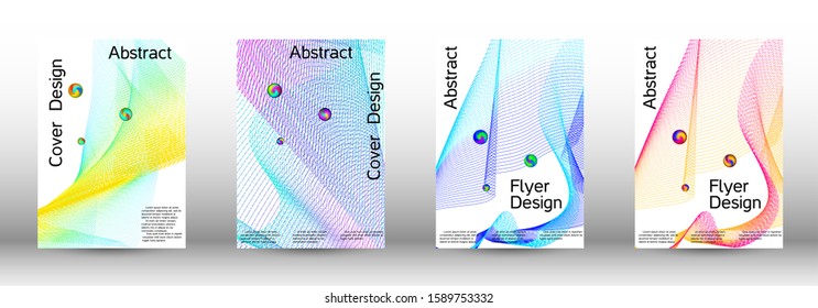 Minimal vector cover design with abstract gradient linear waves. Cover design. A set of modern abstract covers. Minimal vector cover design with abstract lines.
