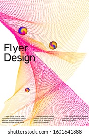 Minimal vector cover design with abstract gradient linear waves. Cover design. Vector sound flyer for creating a fashionable abstract cover, banner, poster, booklet.