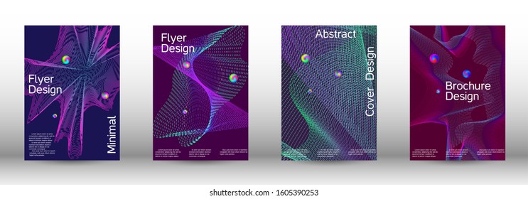 Minimal vector cover design with abstract gradient linear waves. Cover design. Set of modern abstract musical backgrounds. Sound flyer for creating a fashionable  cover, banner, poster, booklet.