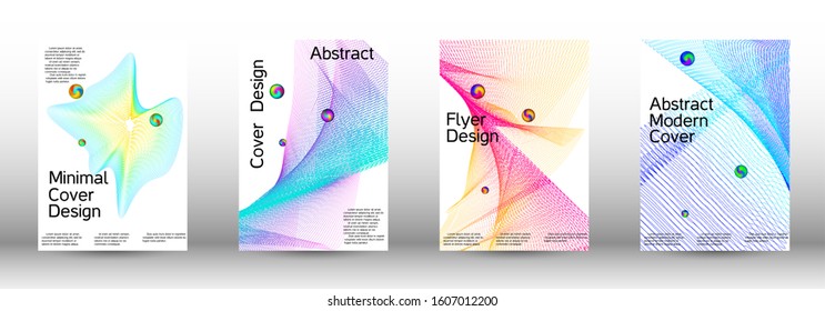 Minimal vector cover design with abstract gradient linear waves. Cover design. A set of modern abstract covers. Minimal vector cover design with abstract lines.