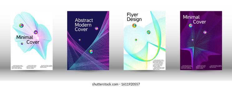 Minimal vector cover design with abstract gradient linear waves. Cover design. Set of modern abstract musical backgrounds. Sound flyer for creating a fashionable  cover, banner, poster, booklet.