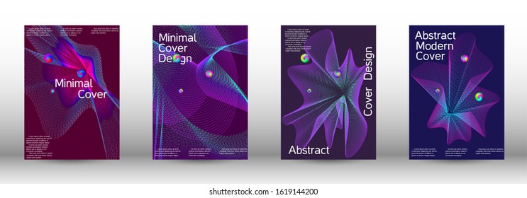 Minimal vector cover design with abstract gradient linear waves. Cover design. Set of modern abstract musical backgrounds. Sound flyer for creating a fashionable  cover, banner, poster, booklet.