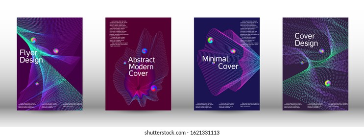 Minimal vector cover design with abstract gradient linear waves. Cover design. A set of modern abstract covers. Minimal vector cover design with abstract lines.