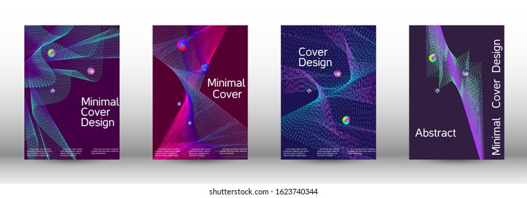 Minimal vector cover design with abstract gradient linear waves. Cover design. A set of modern abstract covers. Minimal vector cover design with abstract lines.