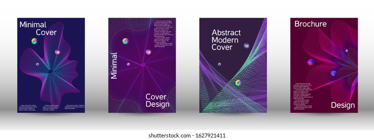 Minimal vector cover design with abstract gradient linear waves. Cover design. Set of modern abstract musical backgrounds. Sound flyer for creating a fashionable  cover, banner, poster, booklet.