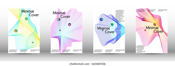 Minimale Vektorillustration Cover Design mit abstrakten Farbverlauf-Linearwellen. Deckungsdesign. Eine Reihe moderner abstrakter Cover. Minimale Vektorillustration-Deckengestaltung mit abstrakten Linien.