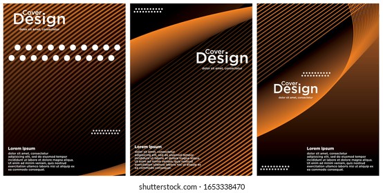 Minimal vector cover design with abstract gradient linear waves. Cover design. A set of modern abstract covers. Minimal vector cover design with abstract lines.
