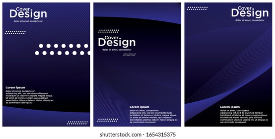 Diseño mínimo de portada vectorial con ondas lineales de gradiente abstracto. Diseño de portada. Un conjunto de tapas abstractas modernas. Diseño mínimo de portada vectorial con líneas abstractas.