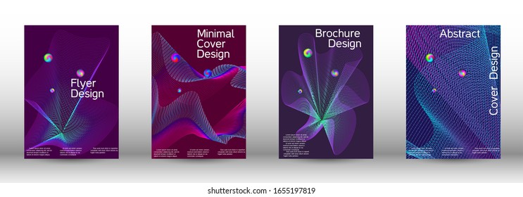 Diseño mínimo de portada vectorial con ondas lineales de gradiente abstracto. Diseño de portada. Un conjunto de tapas abstractas modernas. Diseño mínimo de portada vectorial con líneas abstractas.
