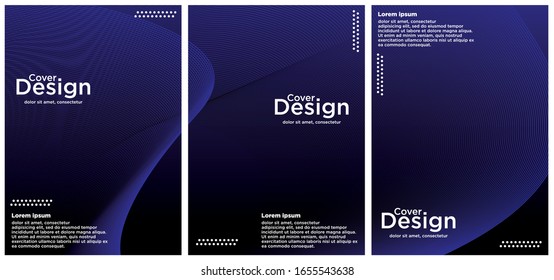Minimal vector cover design with abstract gradient linear waves. Cover design. A set of modern abstract covers. Minimal vector cover design with abstract lines.
