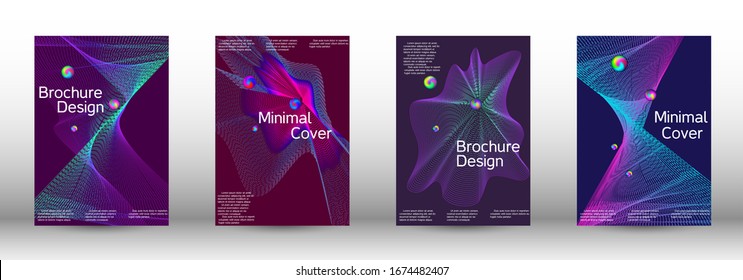 Minimal vector cover design with abstract gradient linear waves. Cover design. Set of modern abstract musical backgrounds. Sound flyer for creating a fashionable  cover, banner, poster, booklet.