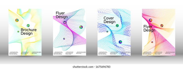 Minimal vector cover design with abstract gradient linear waves. Cover design. Set of modern abstract musical backgrounds. Sound flyer for creating a fashionable  cover, banner, poster, booklet.